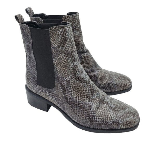 Kenneth Cole Reaction Womens 'Salt' Gray Faux Reptile Chelsea Boots Sz 8 M Shoes - Picture 1 of 8